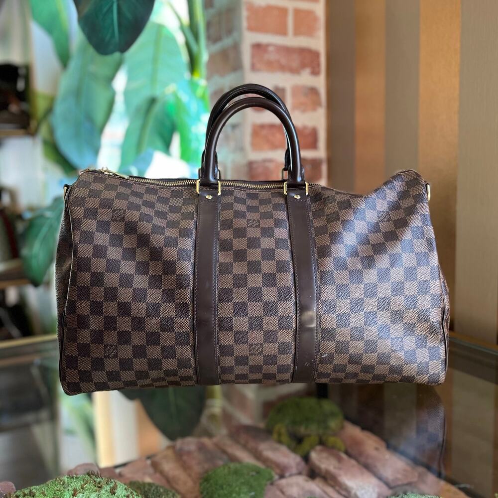 LOUIS VUITTON Keepall Bandoulière 45 Damier Ebene Canvas Weekend Bag